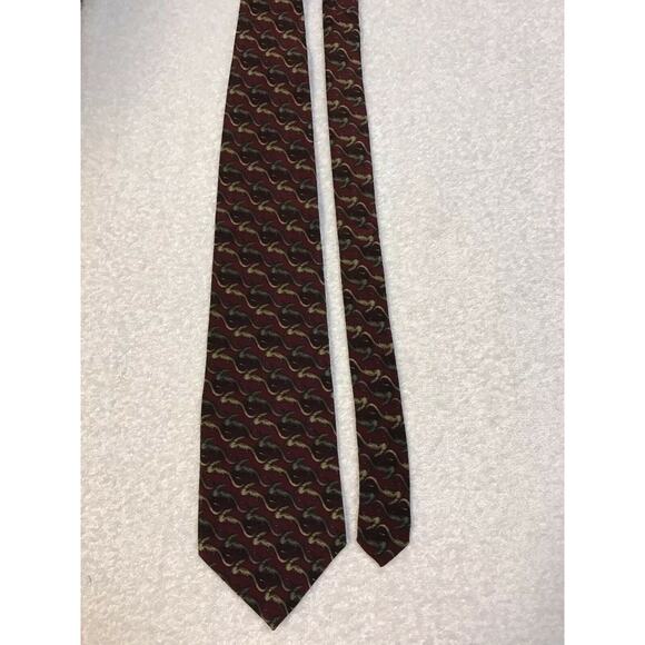 Natura Red Leaping Lizards Novelty Necktie Tie 100% Silk - Picture 2 of 7